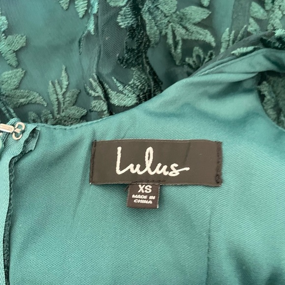 Lulus brocade embroidered Elegant Green Lace Dress - Picture 7 of 11
